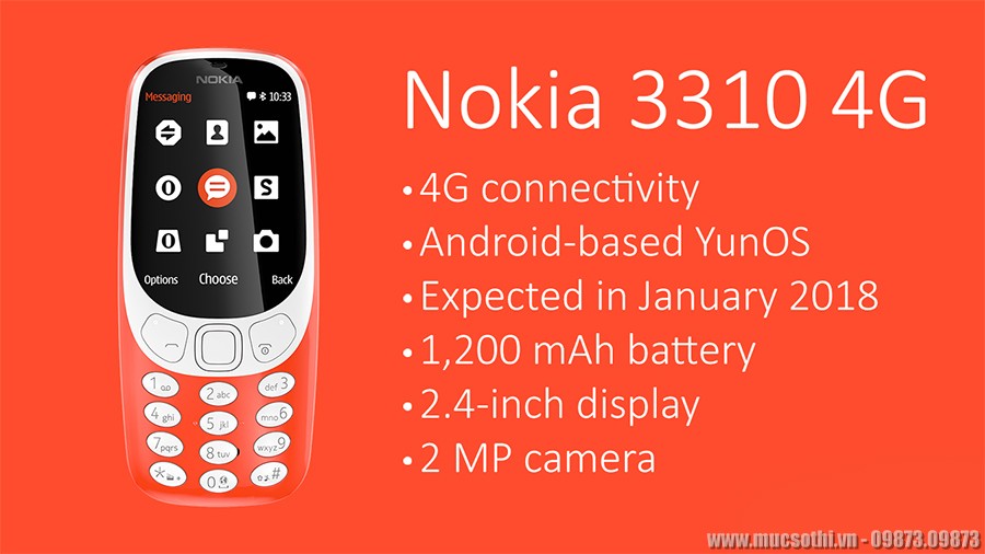 NOKIA 3310 phiên bản 2018 sử dụng mạng 4G và HĐH Yun OS phát Wifi - mucsothi.vn