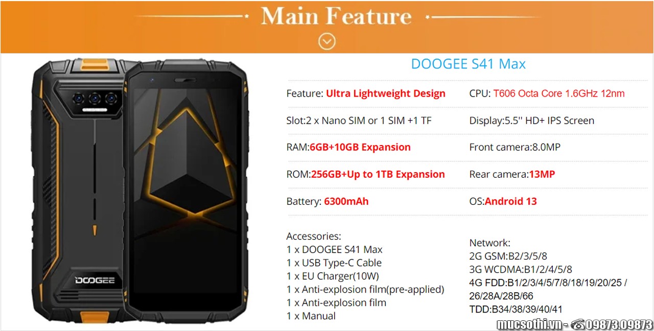 SmartphoneStore.vn - Bán lẻ giá sỉ online giá tốt nhất diện thoại Doogee S41 Max chính hãng - 09175.09195