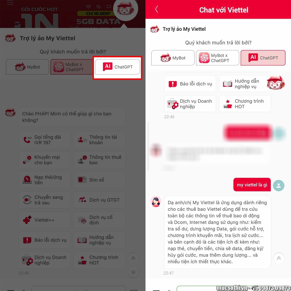 Viettel nhà mạng đầu tiên tích hợp ChatGPT lên ứng dụng My Viettel hỗ trợ người dùng - 09873.09873