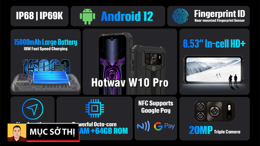 Mục sở thị cấu hình thông số kỹ thuật của W10 Pro được Hotwav trang bị - 09175.09195