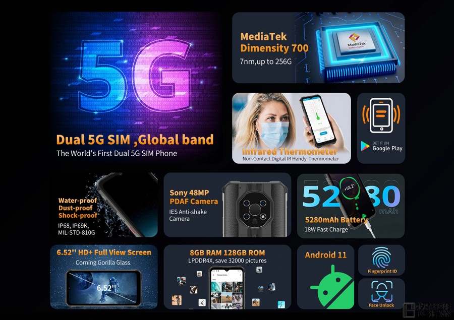 Mục sở thị tất tần tật chiếc smartphone 5G pin trâu Oukitel WP13 cảm biến nhiệt đang HOT - 09873.09873