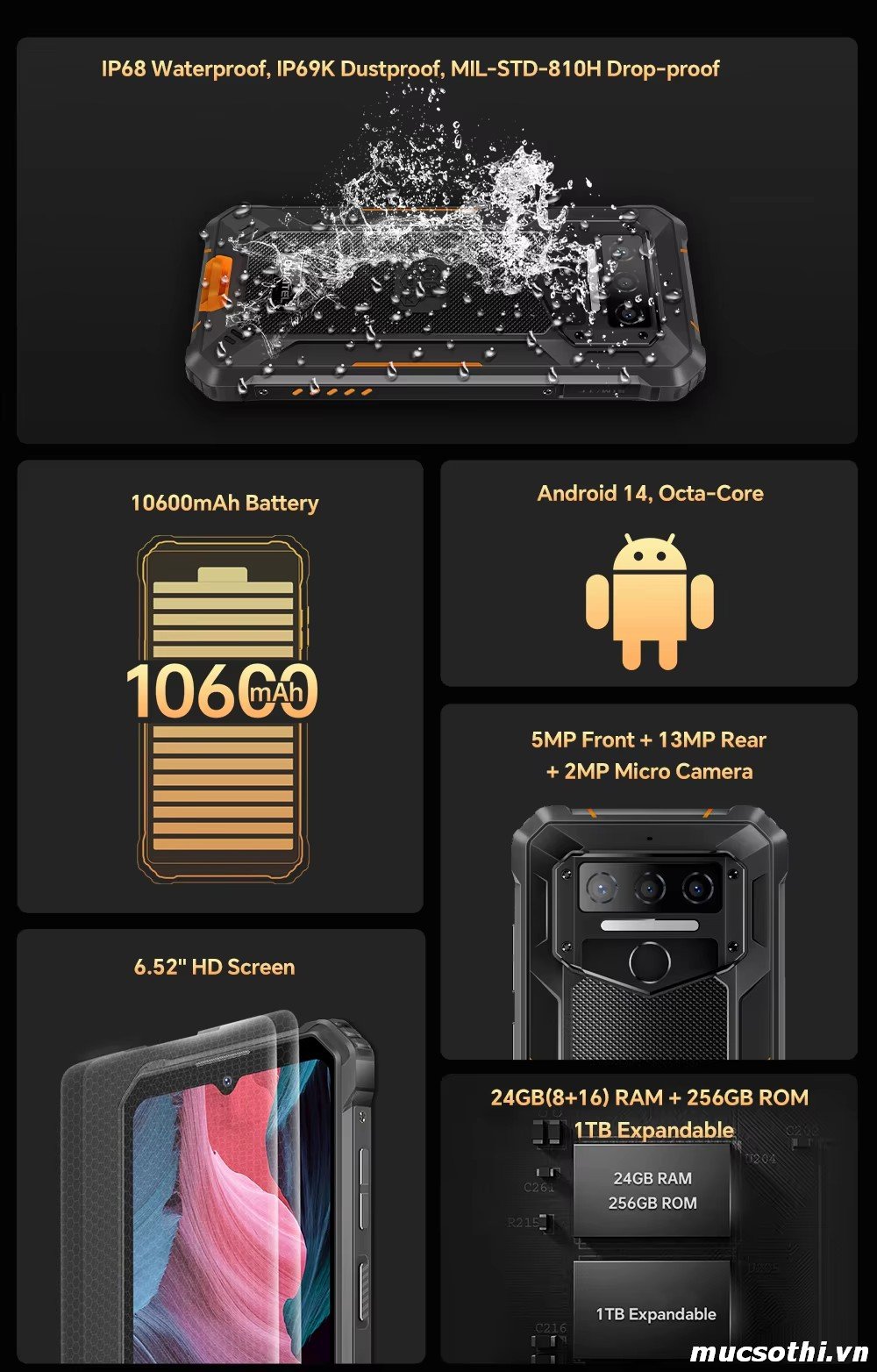 Smartphone Sờ To - Bán lẻ giá sỉ online giá tốt điện thoại Oukitel WP23 Plus chính hãng - 09175.09195