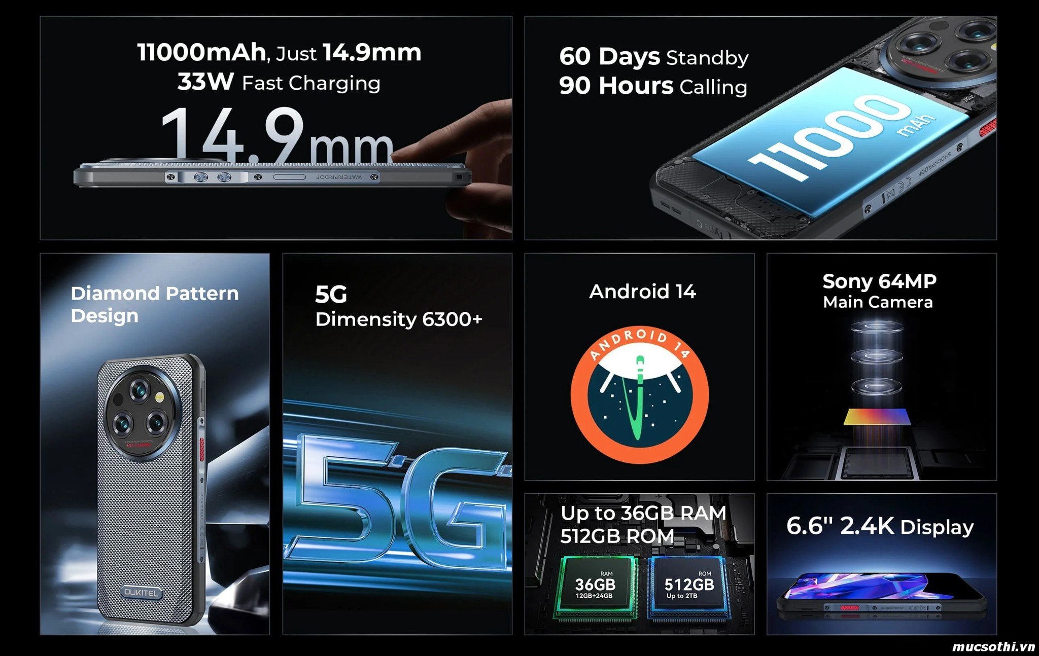 Smartphone Sờ To - Bán lẻ giá sỉ online giá tốt điện thoại Oukitel WP35Pro 5G chính hãng - 09175.09195