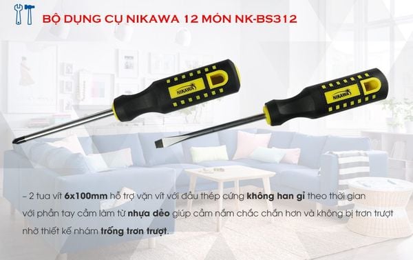 tua vít trong bộ dụng cụ 12 món nikawa tools 