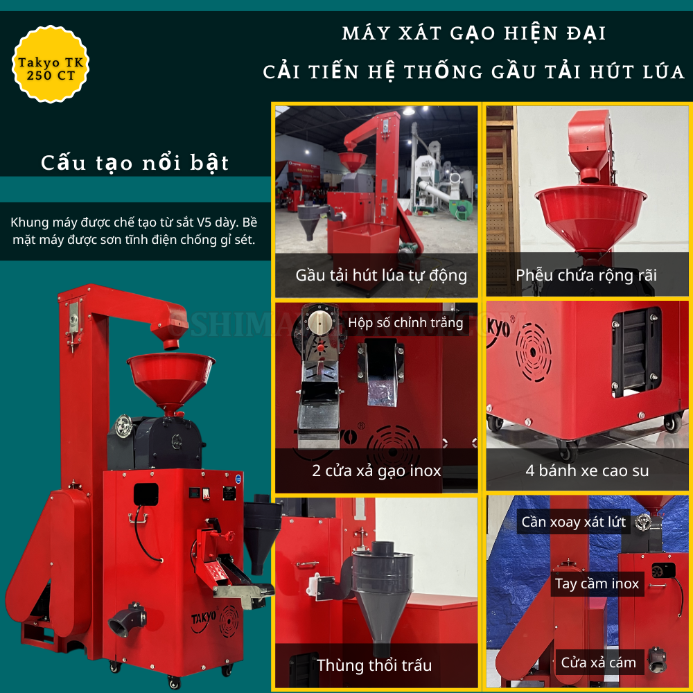 Cấu tạo của máy xát gạo gia đình Takyo TK 250 CT