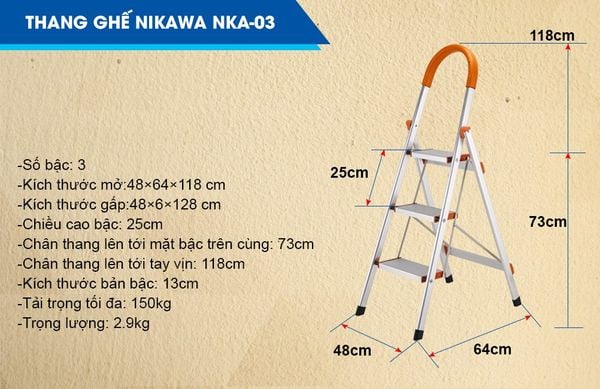 Thông số kỹ thuật Thang ghế Nikawa NKA-03