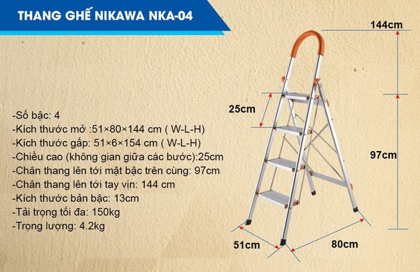 Thông số KT Thang ghế Nikawa NKA-04