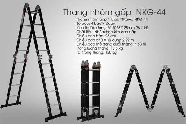 Thông số kỹ thuật Thang nhôm gấp đoạn Nikawa NKG-44
