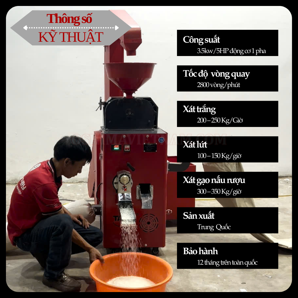 Thông số của máy xát gạo liên hoàn Takyo TK 250 CT