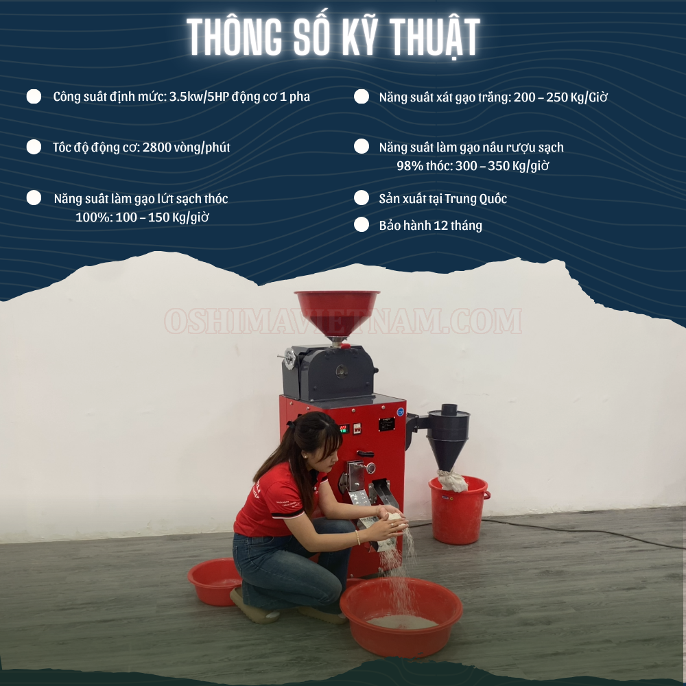 Thông số của máy xát gạo liên hoàn Takyo TK 250