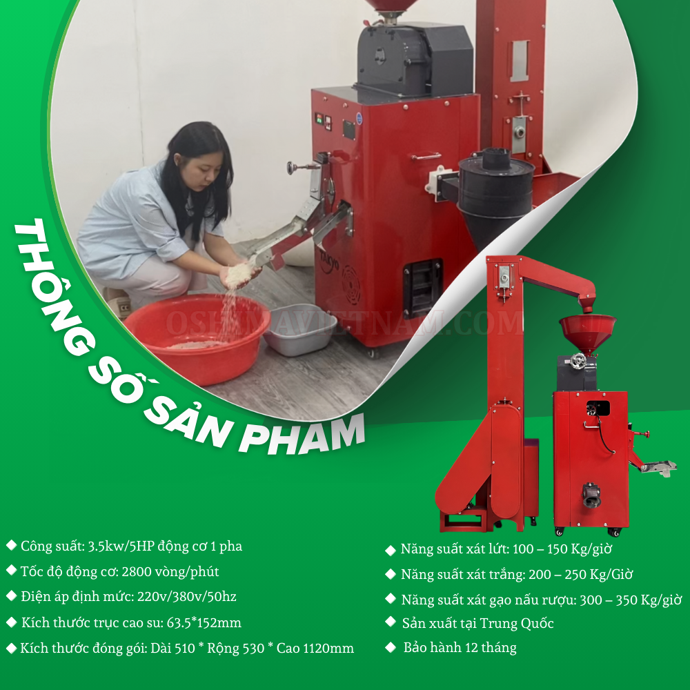Thông số của máy xát gạo đời mới Takyo TK 250 T