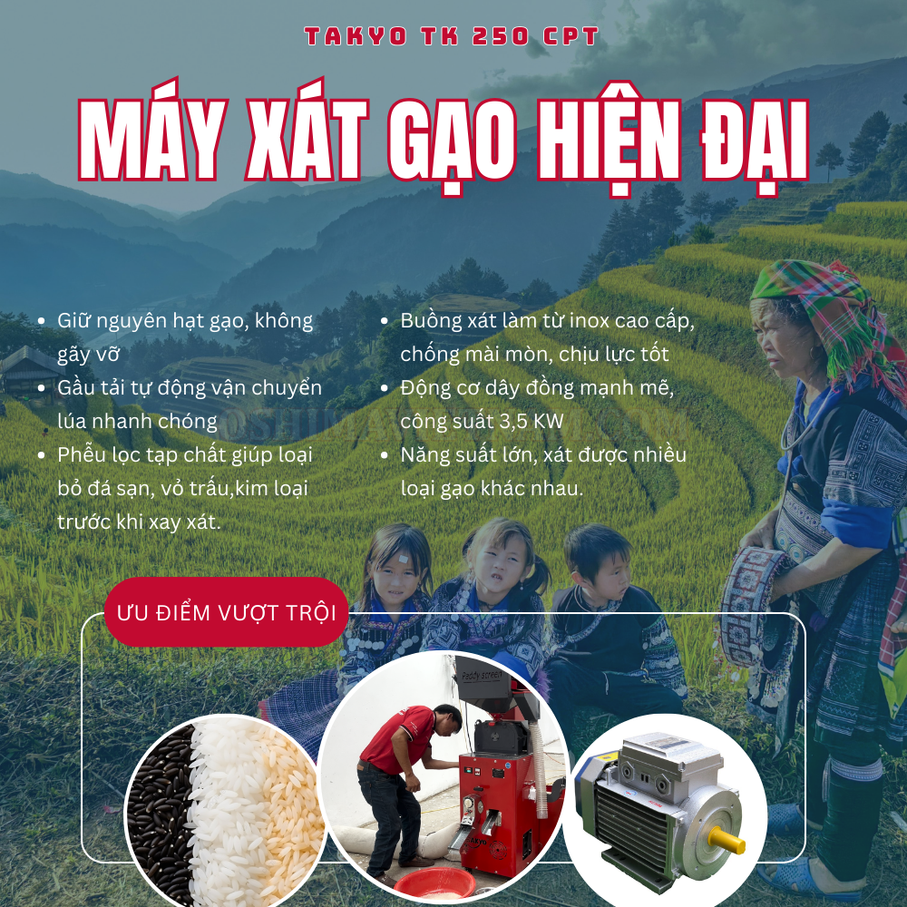Ưu điểm vượt trội của máy xát gạo gia đình Takyo TK 250 CPT