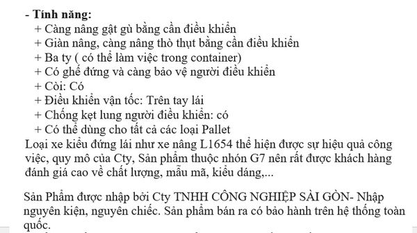 Tính năng của xe nâng điện cao đứng lái L16