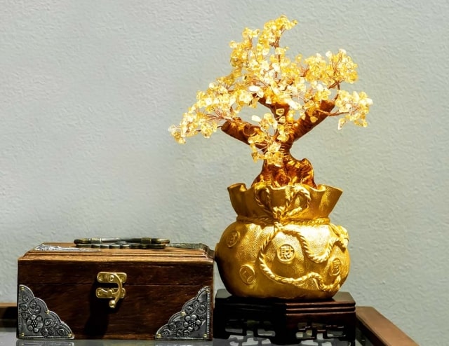 Cây tài lộc đá thach anh vàng citrine