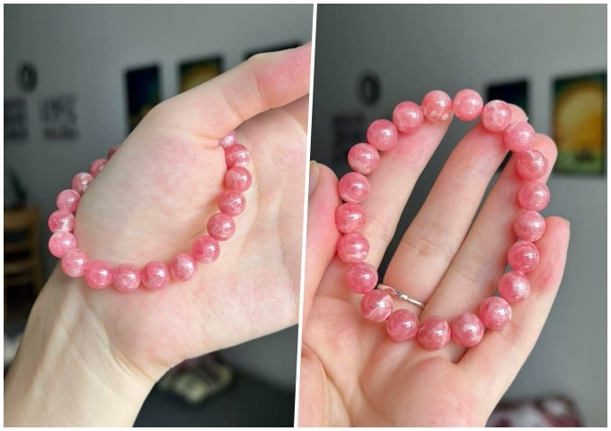 Vòng tay đá đào hoa rhodochrosite