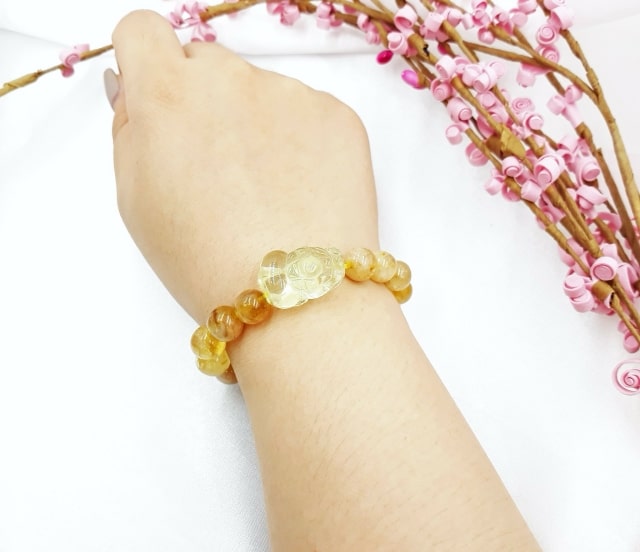 Vòng tỳ hưu đá thach anh vàng citrine