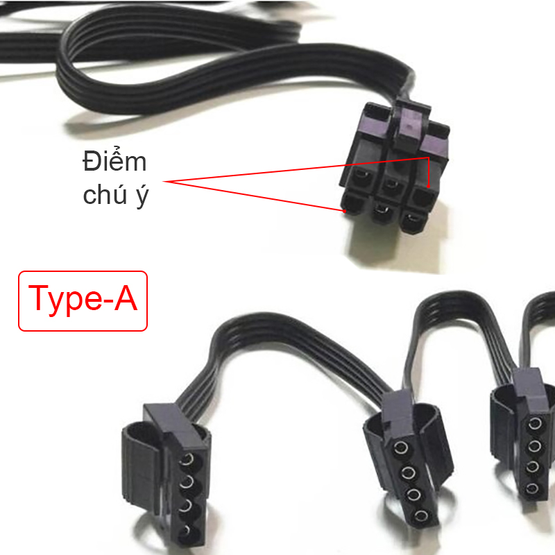 cap nguon 6pun ra 3 molex ide