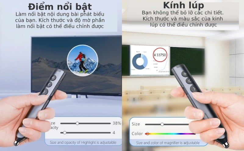 Bút trình chiếu Bluetooth dùng cho màn hình tương tác, LED Norwii N10S Pro laser màu xanh