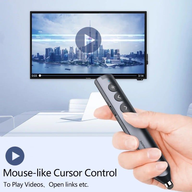Bút trình chiếu Bluetooth dùng cho màn hình tương tác, LED Norwii N10S Pro laser màu xanh