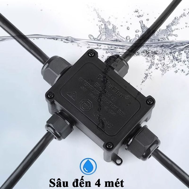Hộp nối điện chống nước 4 ngả chuẩn IP68 chính hãng E-Weichat EW-M2068S-4TB