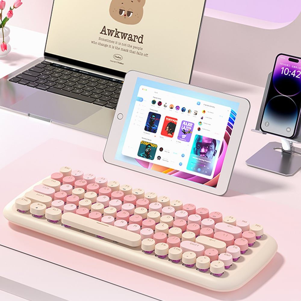 Bàn Phím Cơ Không Dây Có Bluetooth Hãng Mofii Nhiều Màu Dễ Thương Có Đèn Nền - ROMI