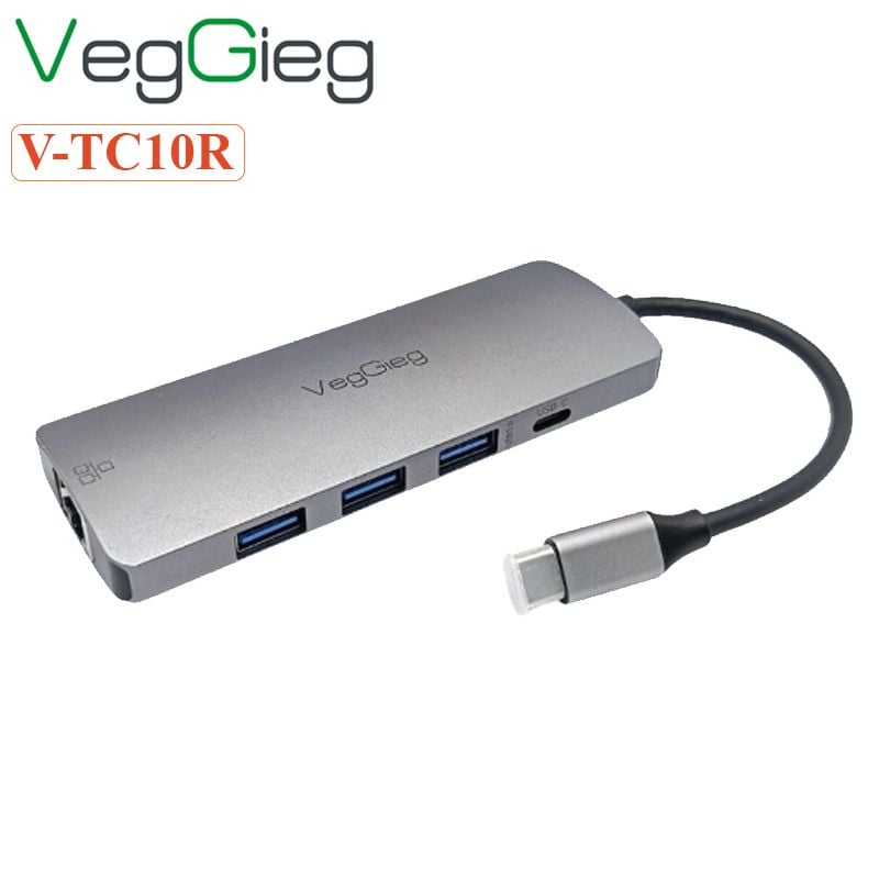 Bộ chuyển hub USB Type C 10 trong 1 Veggieg V-TC10R