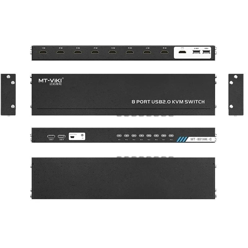 Bộ chuyển mạch HDMI USB KVM Switch 8 ra 1 hỗ trợ 4K 30Hz MT-VIKI MT-801HK-C