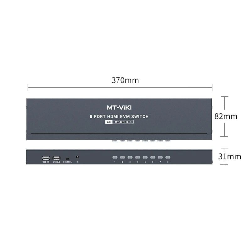 Bộ chuyển mạch HDMI USB KVM Switch 8 ra 1 hỗ trợ 4K 30Hz MT-VIKI MT-801HK-C