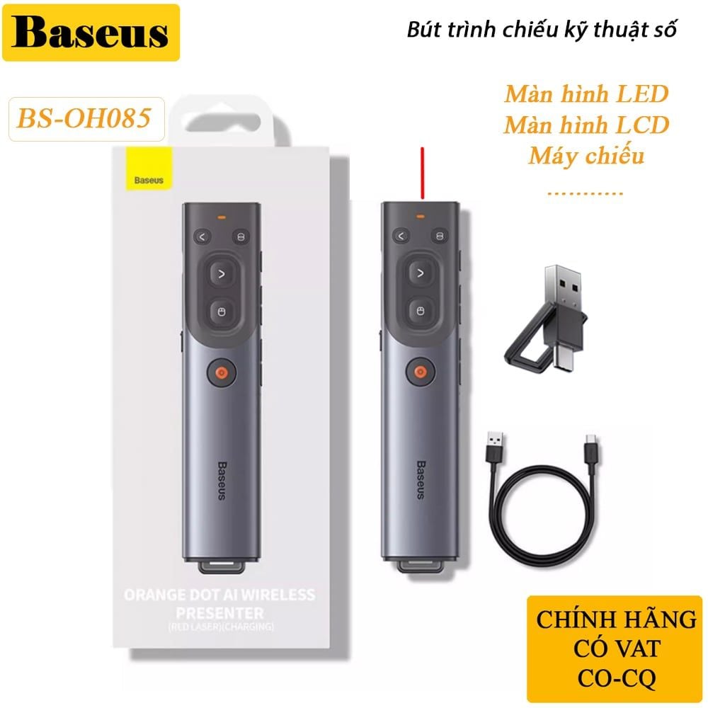 Bút trình chiếu dùng cho màn hình LED tivi  laser kỹ thuật số đầu nhận USB type c chính hãng Baseus BS-OH085