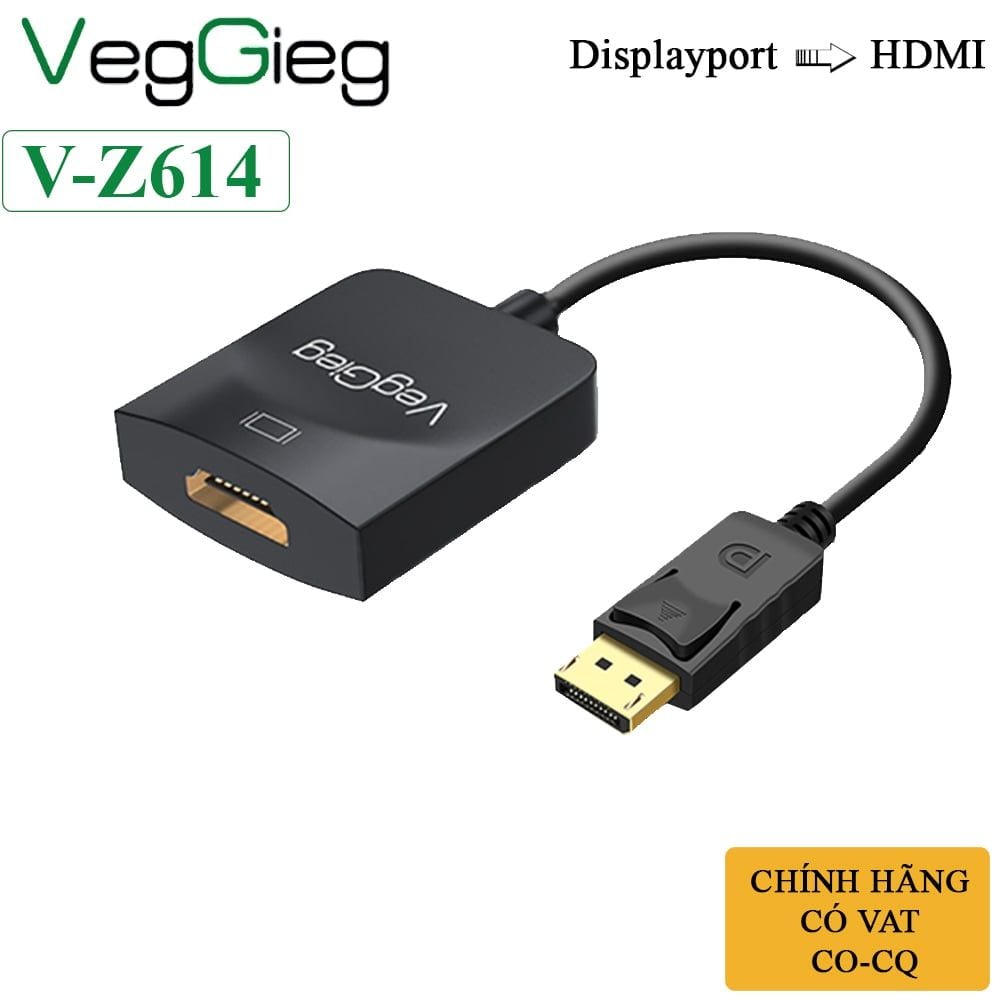 Cáp chuyển Displayport sang HDMI chính hãng VegGieg V-Z614 full HD 1920*1080@60Hz