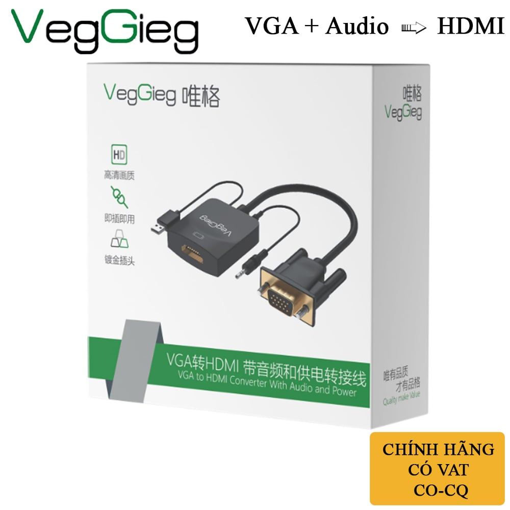 Cáp chuyển VGA sang HDMI converter full HD 1080@60Hz VegGieg V-Z618