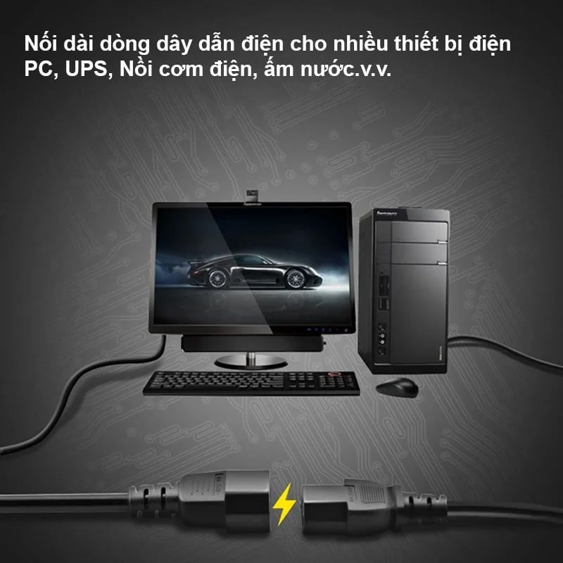 Dây cáp nguồn UPS C14-C19 lõi đồng 3x1.0mm² dài 1.8 mét và 3 mét