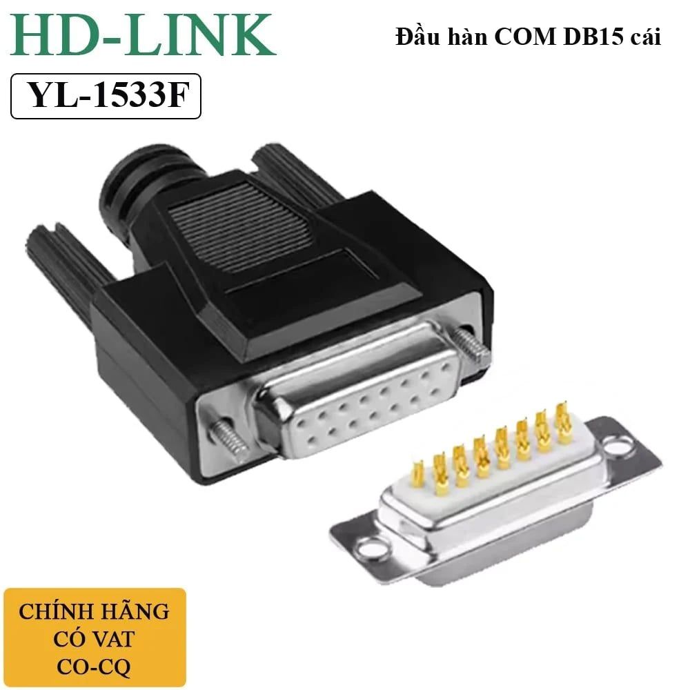 Đầu hàn COM DB15 chân đồng vỏ ốp nhựa dẻo HD-Link YL-1533