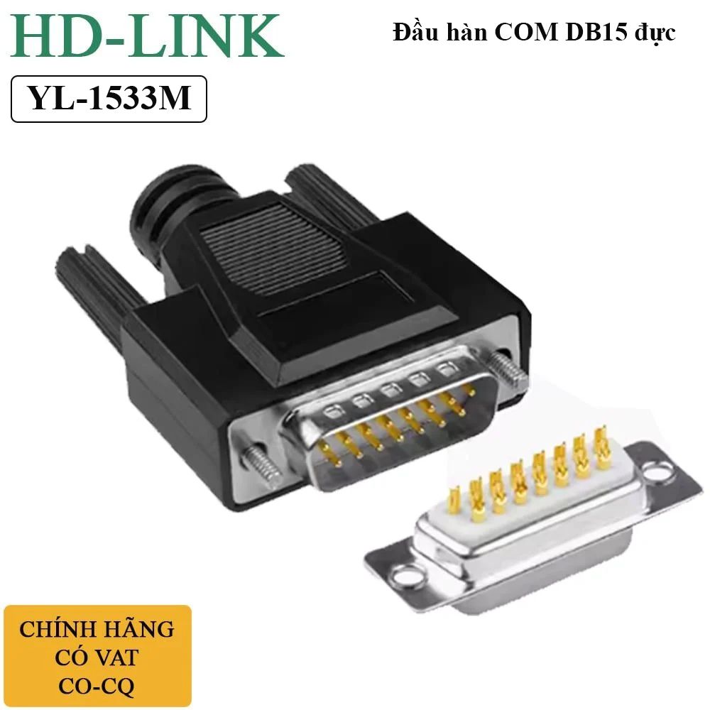 Đầu hàn COM DB15 chân đồng vỏ ốp nhựa dẻo HD-Link YL-1533