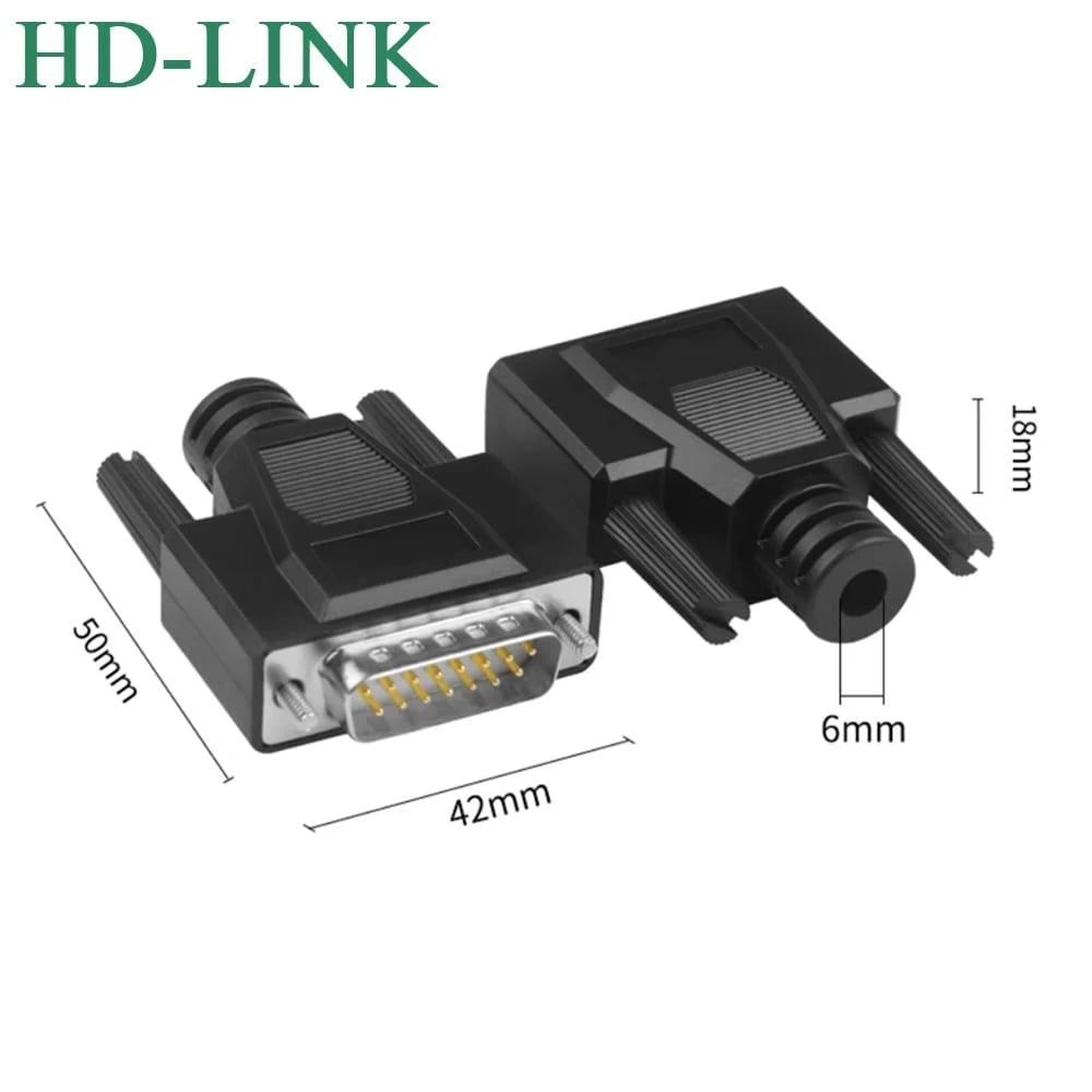 Đầu hàn COM DB15 chân đồng vỏ ốp nhựa dẻo HD-Link YL-1533