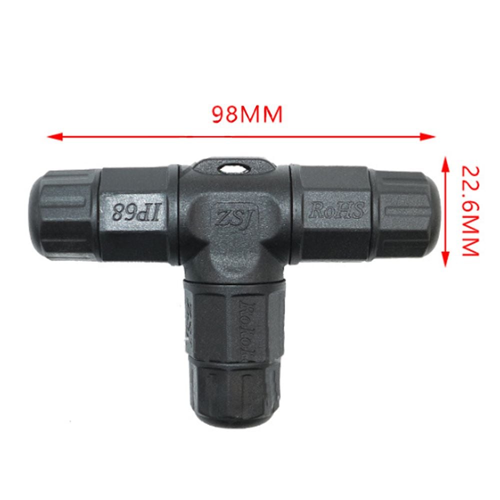 Đầu nối điện chống nước 3 ngả chữ T IP68 chính hãng ZSJ L20-T 2,3,4 pin