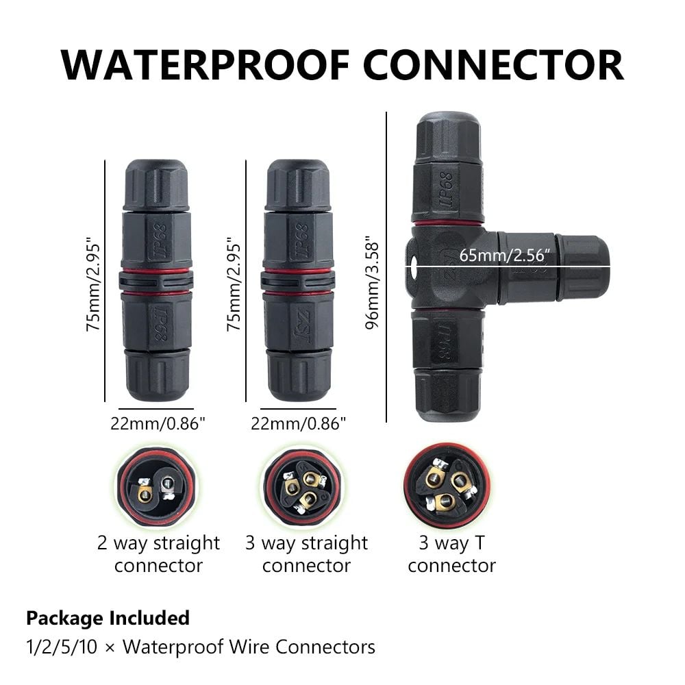 Đầu nối điện chống nước 3 ngả chữ T IP68 chính hãng ZSJ L20-T 2,3,4 pin