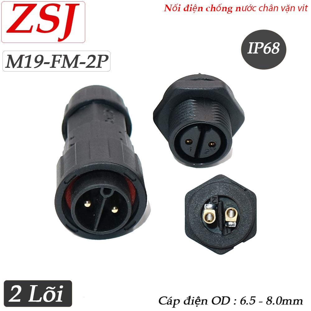 Đầu nối dây điện chống nước lắp bảng điều khiển M19-MF/FM