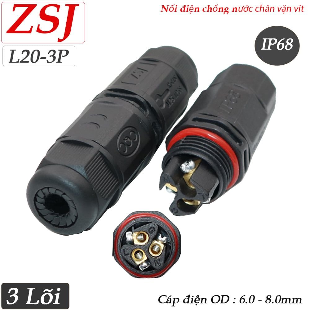 Đầu nối điện chống nước thẳng chữ i IP68 ZSJ L20 2,3,4 pin