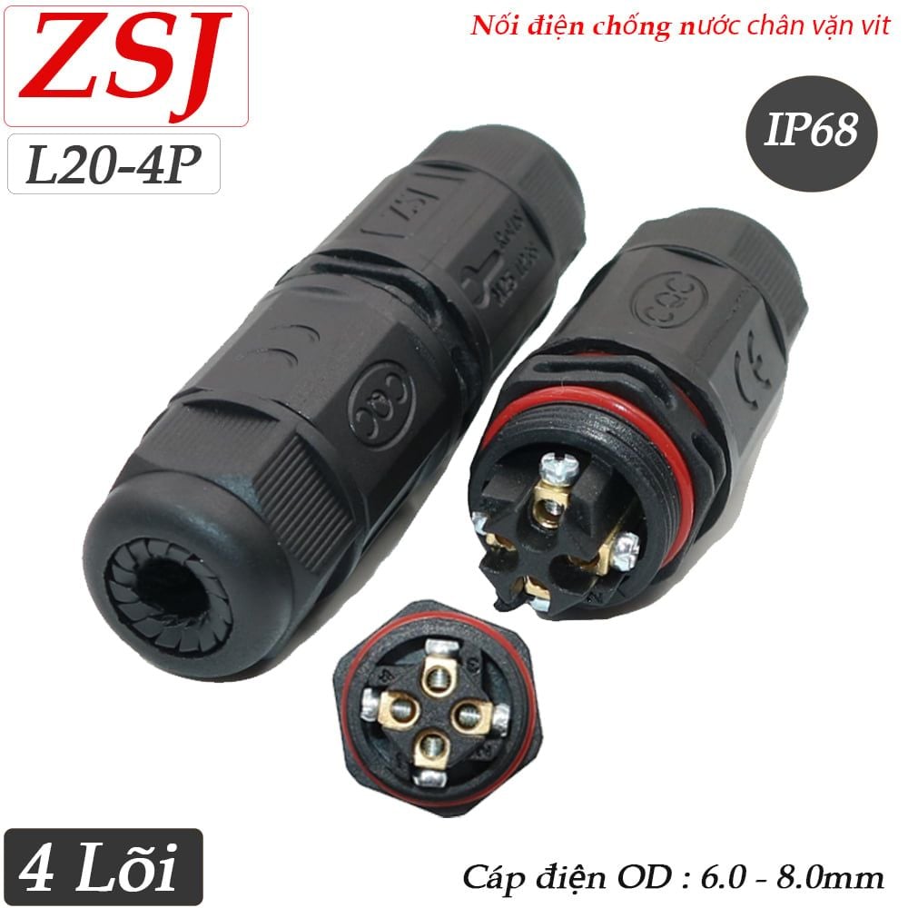 Đầu nối điện chống nước thẳng chữ i IP68 ZSJ L20 2,3,4 pin