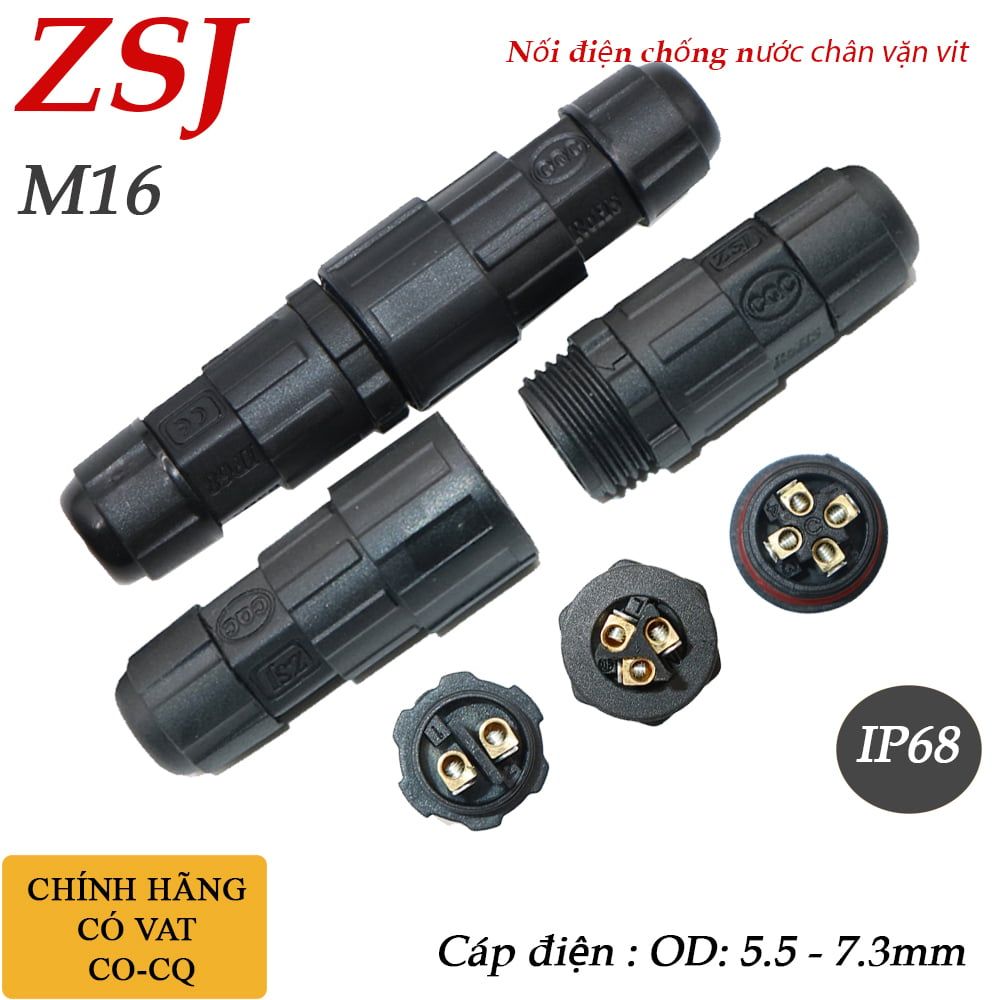 Đầu nối dây điện chống nước 2,3,4 lõi M16 chính hãng ZSJ