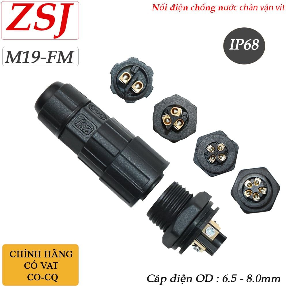 Đầu nối dây điện chống nước lắp bảng điều khiển M19-MF/FM