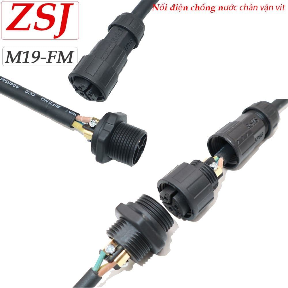 Đầu nối dây điện chống nước lắp bảng điều khiển M19-MF/FM