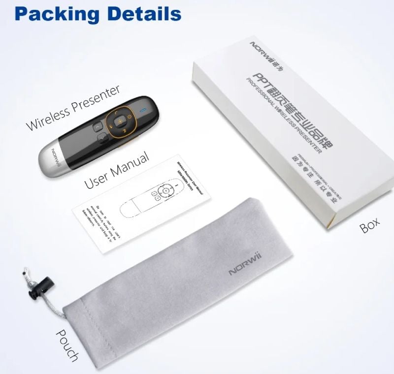 Bút trình chiếu kỹ thuật số kiêm chuột bay laser màu xanh Norwii N86S
