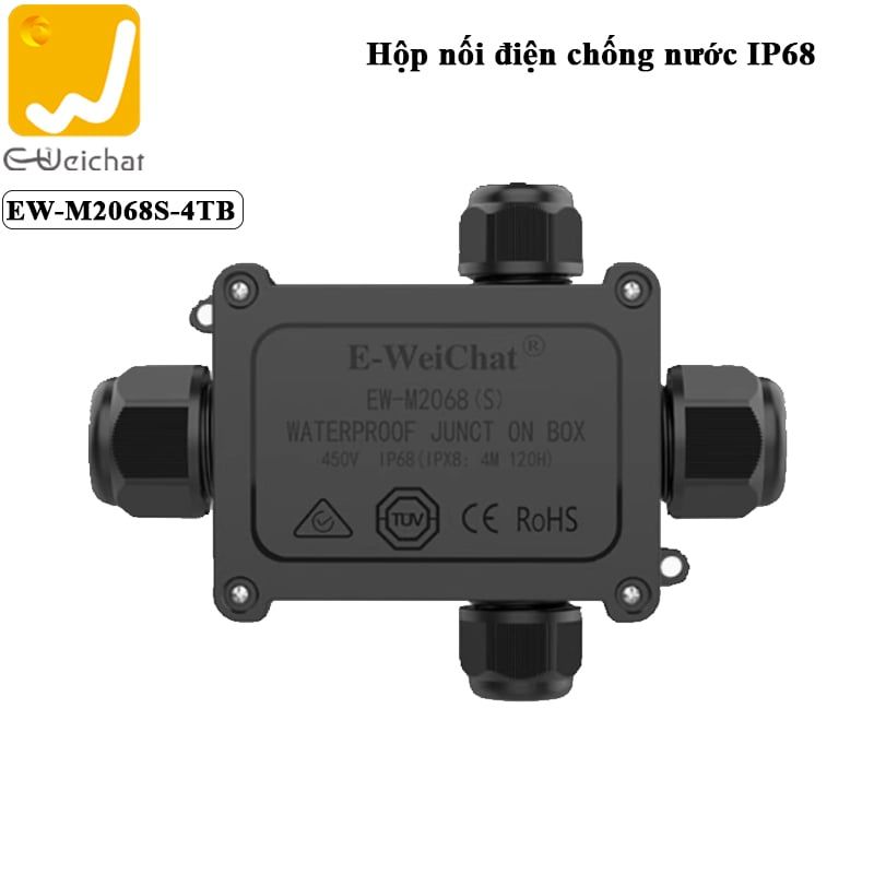 Hộp nối điện chống nước 4 ngả chuẩn IP68 chính hãng E-Weichat EW-M2068S-4TB