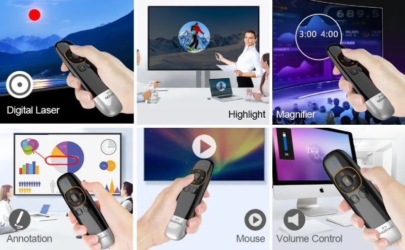 Bút trình chiếu kỹ thuật số kiêm chuột bay laser màu xanh Norwii N86S