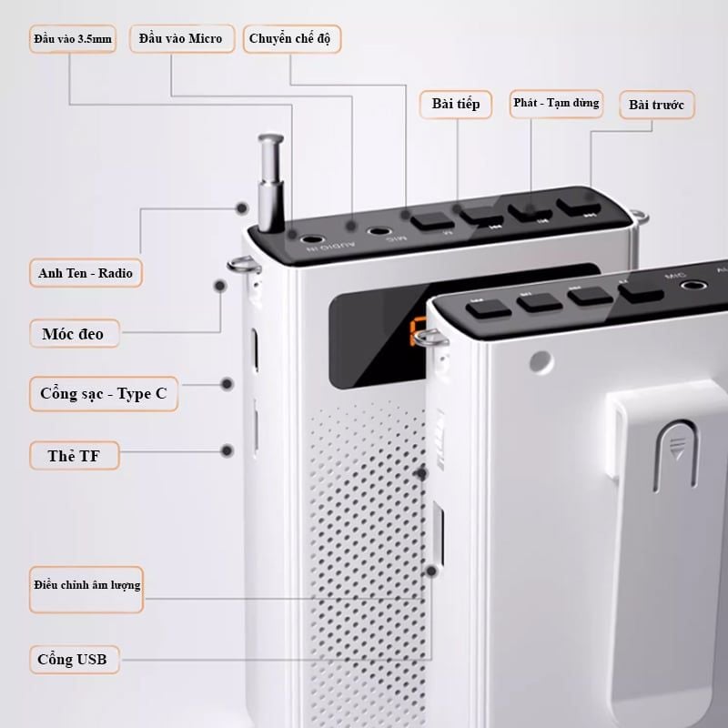 Loa trợ giảng có dây Bluetooth FM chính hãng Shidu SD-S268