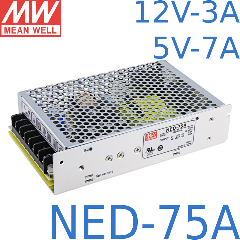 Nguồn DC LED 2 trong 1 12V 5V Meanwell NED-75A