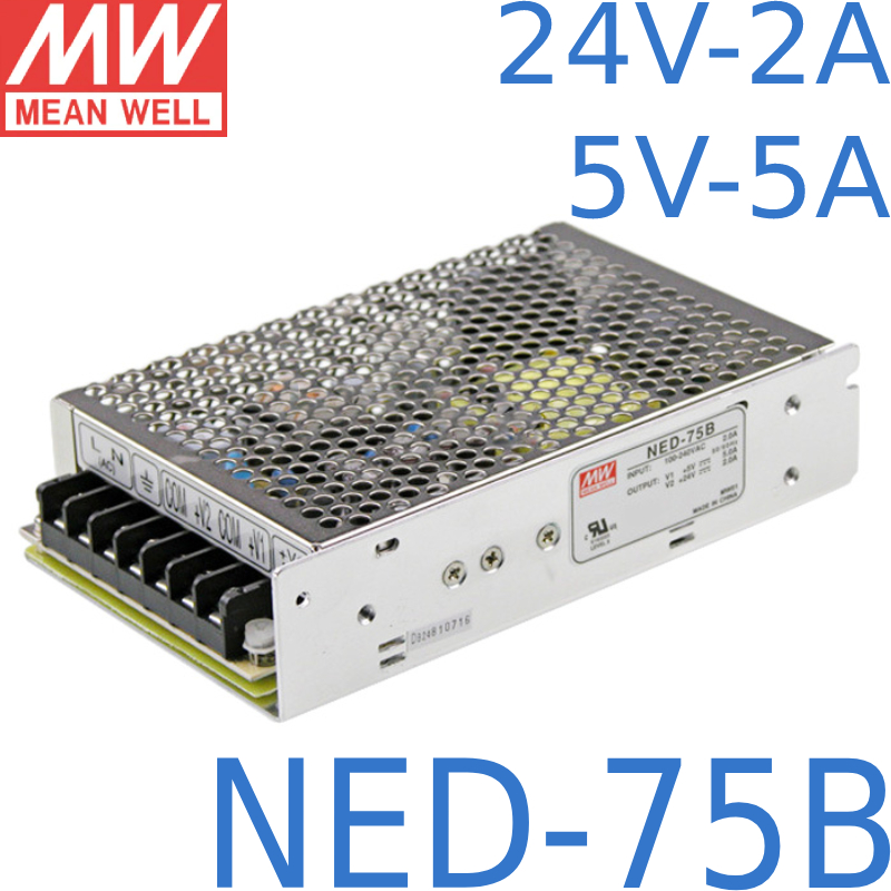 Nguồn DC LED 2 trong 1 24V 5V Meanwell NED 75B