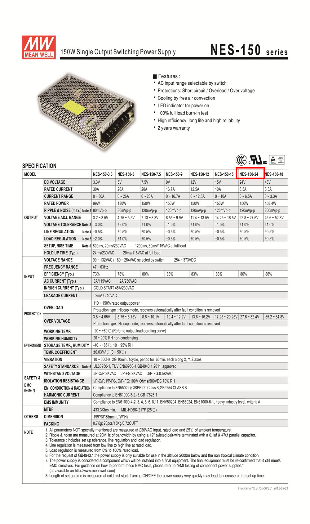 Nguồn DC LED 24V Meanwell NES-15-24 24V 0.7A 15W Đài Loan